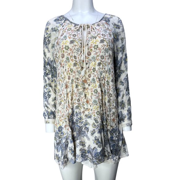 Free People Dress - White and Blue- Lucky Loosey Dress Honeysuckle Combo - Picture 1 of 16